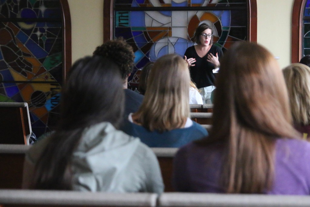 For the girls' breakout session, Rachel Rushing taught a lesson titled "What it Means to be a Woman of God" and spent some time asking for personal prayer requests and getting to know them.