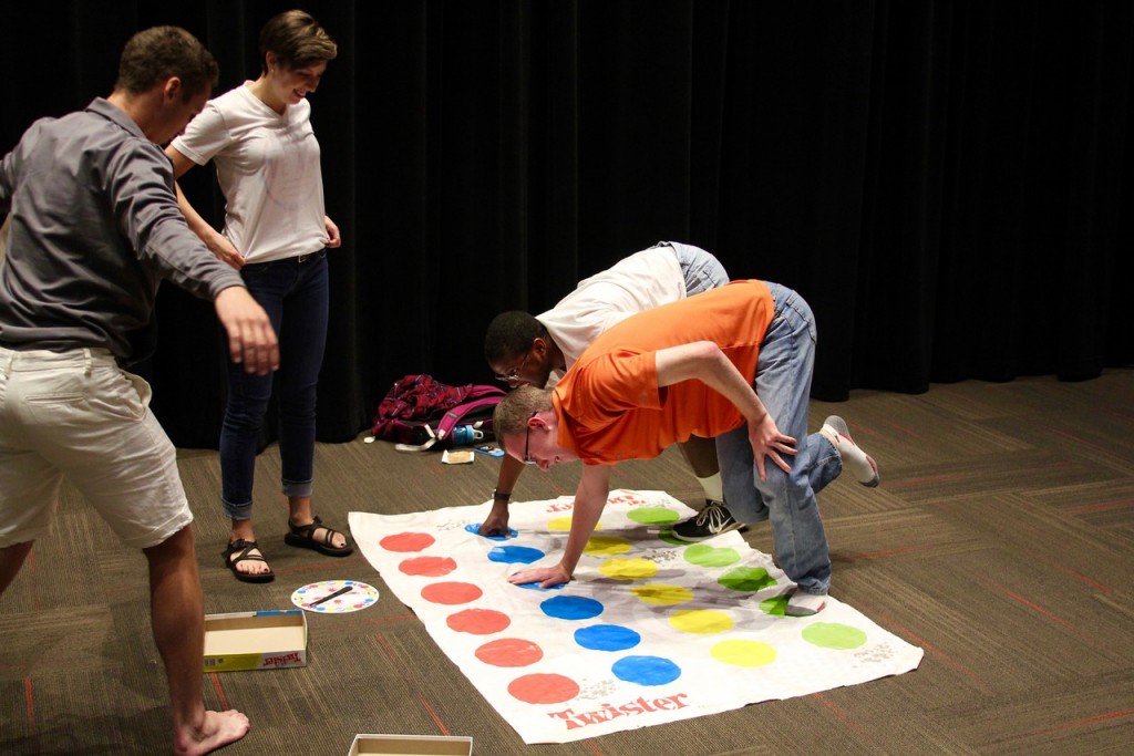 In addition to free donuts, students were given a variety of games to play including Twister.