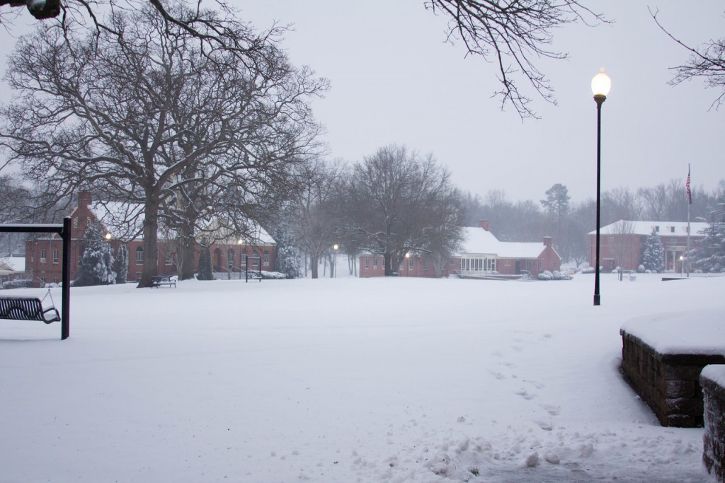 Snow and ice covered Gardner-Webb's campus the morning of the intended meet. Swimmers walked from their on-campus homes to the pool for practice.