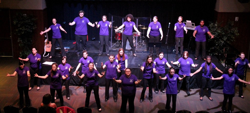 Gardner-Webb's Joyful Hand's Sign Language Choir started off day two of the annual celebration week. Photo by: Elizabeth Banfield