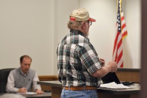 Cleveland County resident, Rodger Harris, voicing his concerns about how the proposed solution is going to effect his home. Photo by Madison Weavil