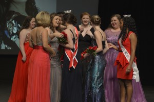 After winning Miss GWU, LuVisi was surrounded by the other women competing with love and encouragement. Photo by Madison Weavil