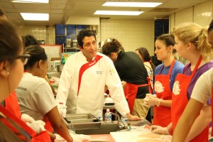 Chef Bob Katz led students through step by step directions on how to make their dishes. Photo by Elizabeth Banfield